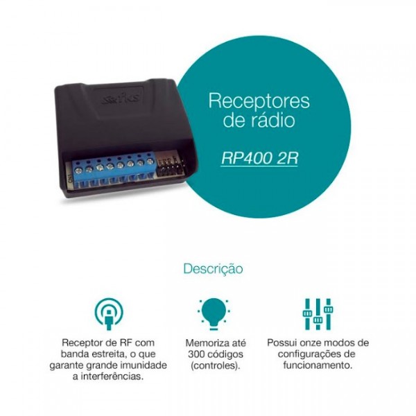 Receptor 2 canais FKS RP-400 ( com pulso ou retenção )