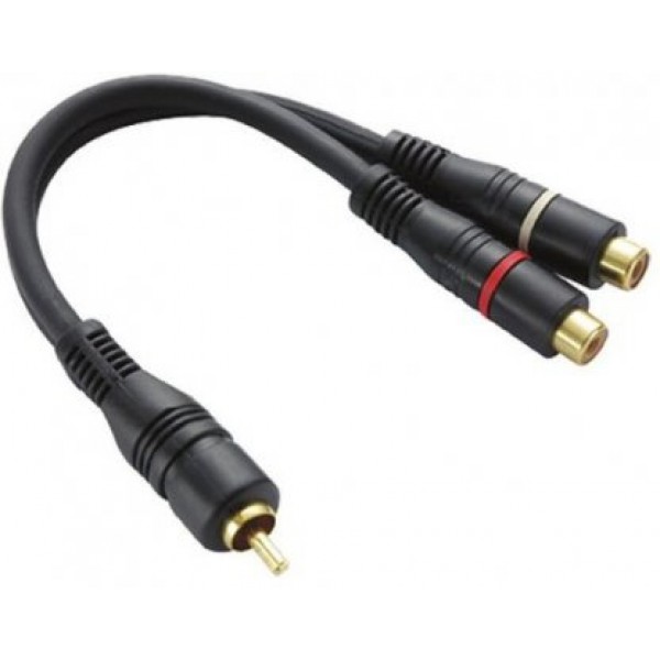 Cabo Y 1 plug RCA macho para 2 RCA femea ( 20 cm )